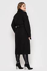 Батальне кашемірове пальто класичне чорне довге, фото 3