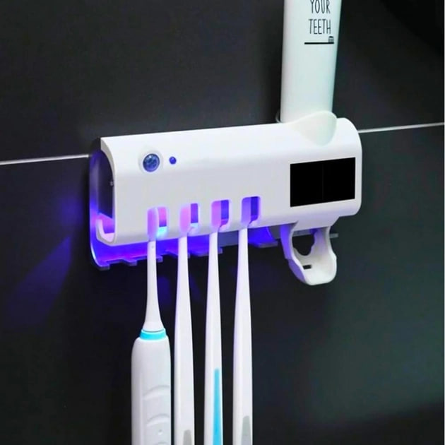 Держатель для зубных щеток Toothbrush Sterilizer с диспенсером для пасты [ОПТ] - фото 3 - id-p1893419624