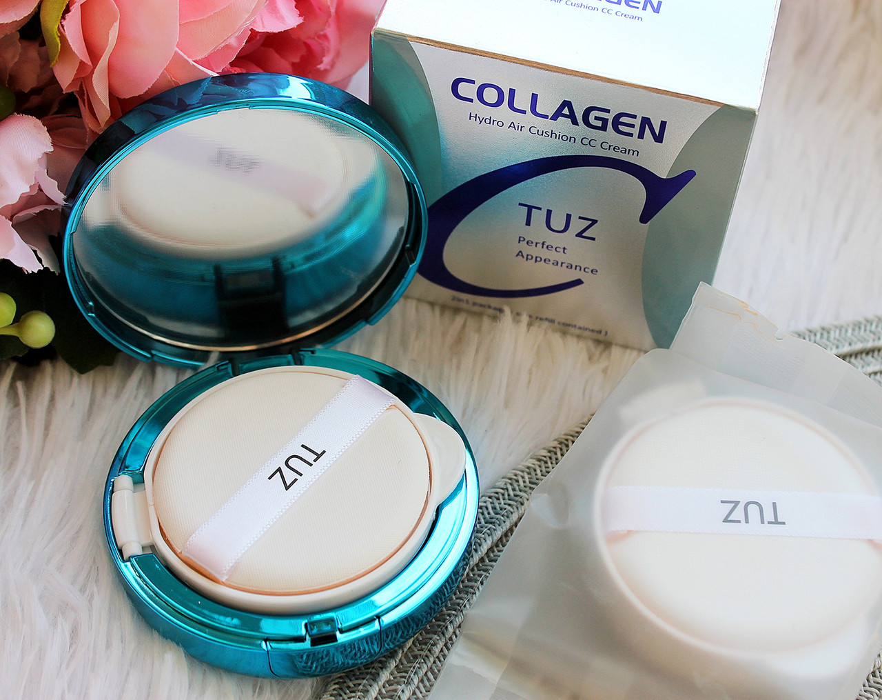 Кушон TUZ Collagen Hydro Air Cushion CC Cream 2в1 тон 01 Ivory 12 мл + Додатковий контейнер 12 мл, фото 1