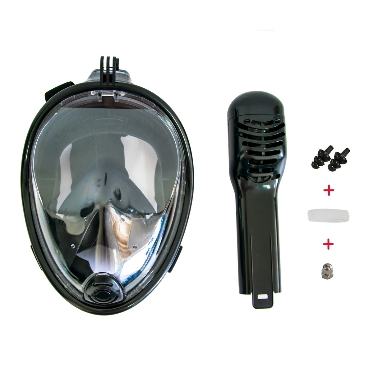 Подводная маска на все лицо L/XL "Free Breath - 01HD3" Черная, маска для снорклинга полнолицевая с трубкой (GK - фото 5 - id-p1893424107
