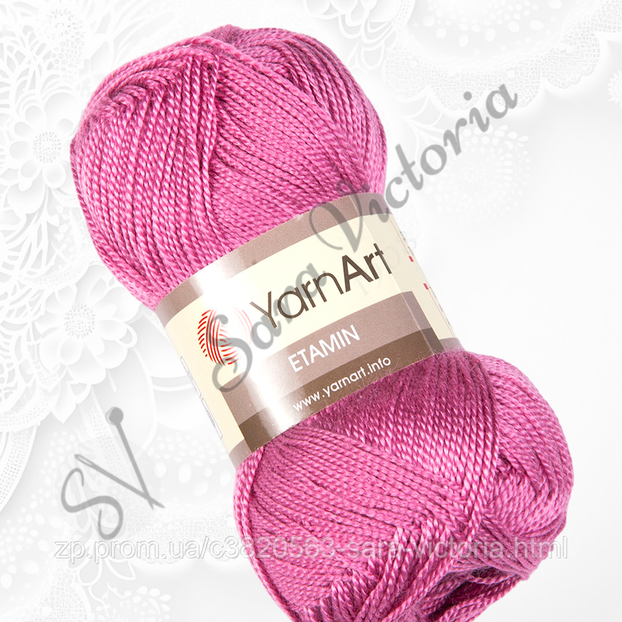 Тонка акрилова рожева пряжа для в'язання гачком YarnArt Etamin (Ярнарт етамін) 441 суха троянда, фото 1
