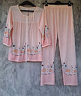 Жіноча легка трикотажна піжама, сорочка та штани, домашній комплект, 2XL, див. заміри в описі
