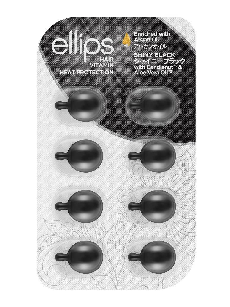 Вітаміни для волосся Ellips 8 шт. Нічне сяйво (Shiny Black)