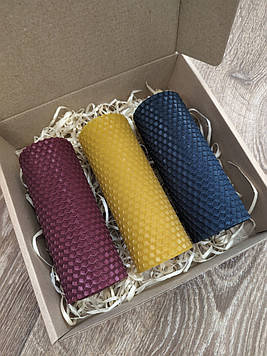 Набір декоративних натуральних свічок із вощини №2, 3шт./набір