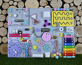 Розвиваючий великий бізіборд для дівчинки, Монтессорі Іграшка на Годік, Бізікуб