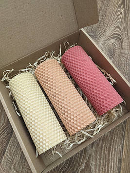 Набір натуральних декоративних свічок із вощини №1, 3шт./набір