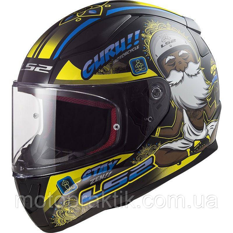 LS2 FF353 Rapid Buddha MATT BLACK HI-VIS YELLOW, XS Мотошолом інтеграл