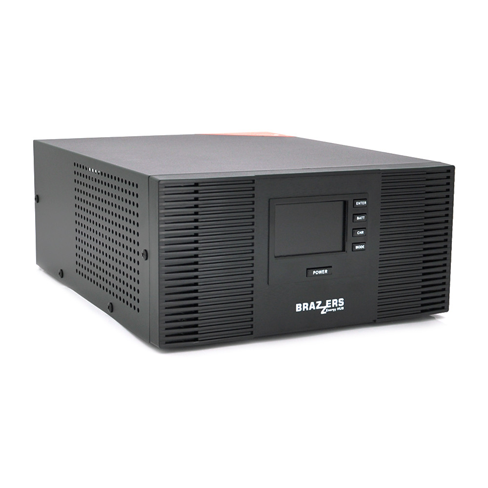 Інвертор BRAZZERS BRSW-LFP-1200-12 (1000Вт), під зовнішній АКБ 12V(LiFePo4/GEL/AGM), струм заряду 10/20A, BOX