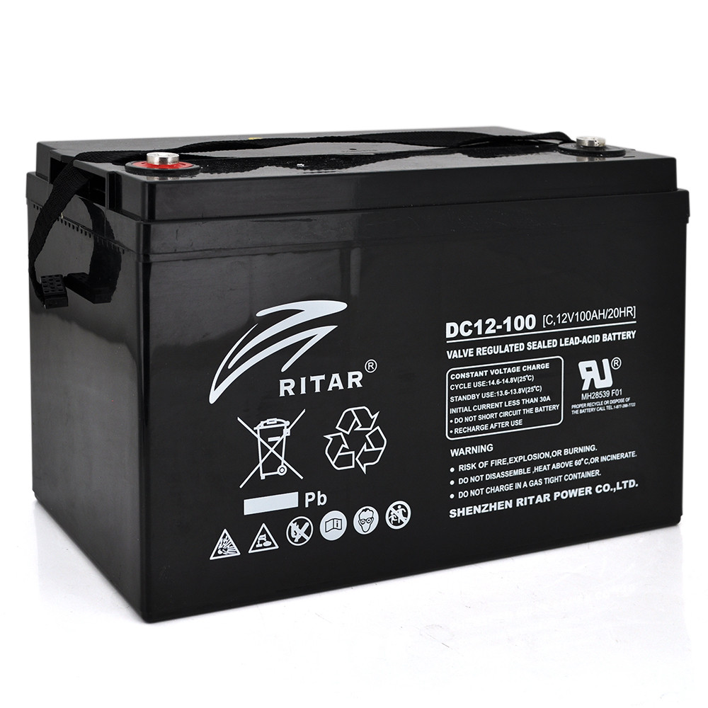 Акумуляторна батарея CARBON RITAR DC12-100C, Black Case, 12V 100.0Ah, 2000-5000 циклів, до 15 років термін