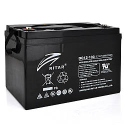 Акумуляторна батарея CARBON RITAR DC12-100C, Black Case, 12V 100.0Ah, 2000-5000 циклів, до 15 років термін