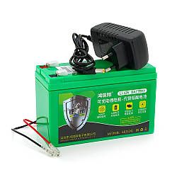 Аккумуляторна батарея літієва 12 V 14A с елементами Li-ion 18650  (150X65X94)  вага 966 грамм + зарядний