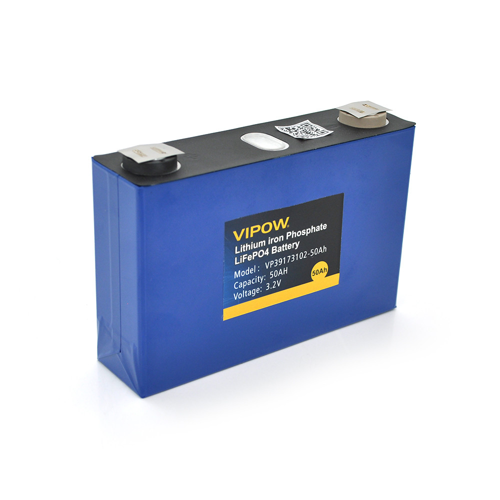 Літій-залізо-фосфатний акумулятор Vipow 3.2V 50AH LiFePO4 2000 Циклів, 150 х 28 х 135мм