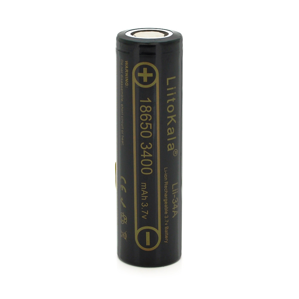 Акумулятор 18650 Li-Ion LiitoKala Lii-34A, 3400 mAh (3250-3350 mAh), 3.7V (2.75-4.2V), Black, 2 шт. в упаковці,