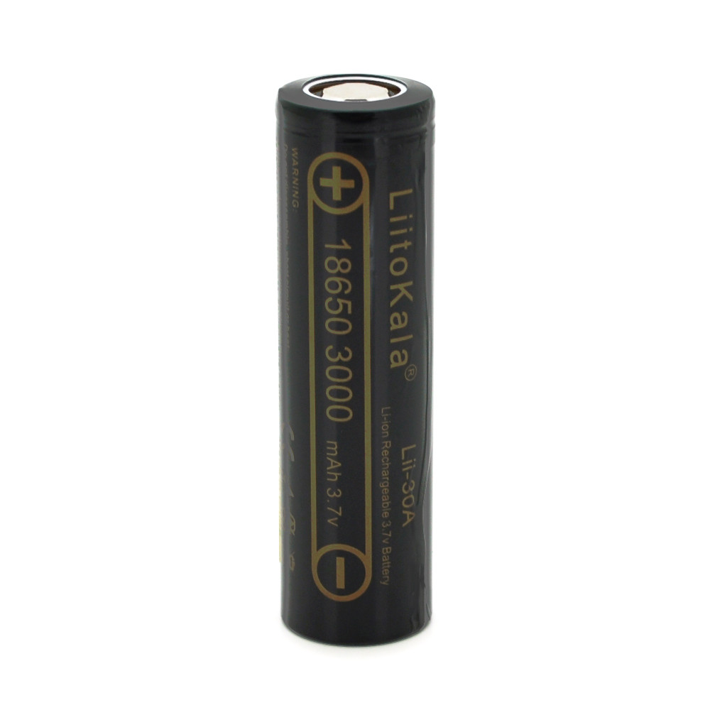 Акумулятор 18650 Li-Ion LiitoKala Lii-30A, 3000mah (2850-3250mah), 30A, 3.7V (2.75-4.2V), Black, PVC BOX Q2,