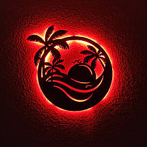 Панно декоративне картина на стіну Морський пейзаж LED 16 кольорів пульт 410х450 acr-p000056, фото 4