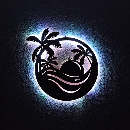 Панно декоративне картина на стіну Морський пейзаж LED 16 кольорів пульт 410х450 acr-p000056, фото 1