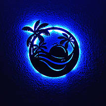 Панно декоративне картина на стіну Морський пейзаж LED 16 кольорів пульт 410х450 acr-p000056, фото 2