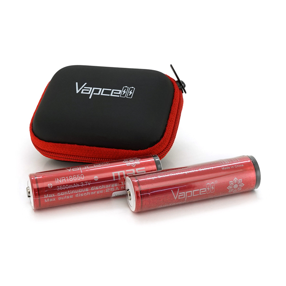 Акумулятор 18650 Li-Ion Vapcell INR18650 M35 Protected, 3500mAh, 10A, 4.2/3.6/2.5V, Red
