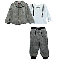 Серый костюм тройка для мальчика 74-80,80-86 см MACKAYS