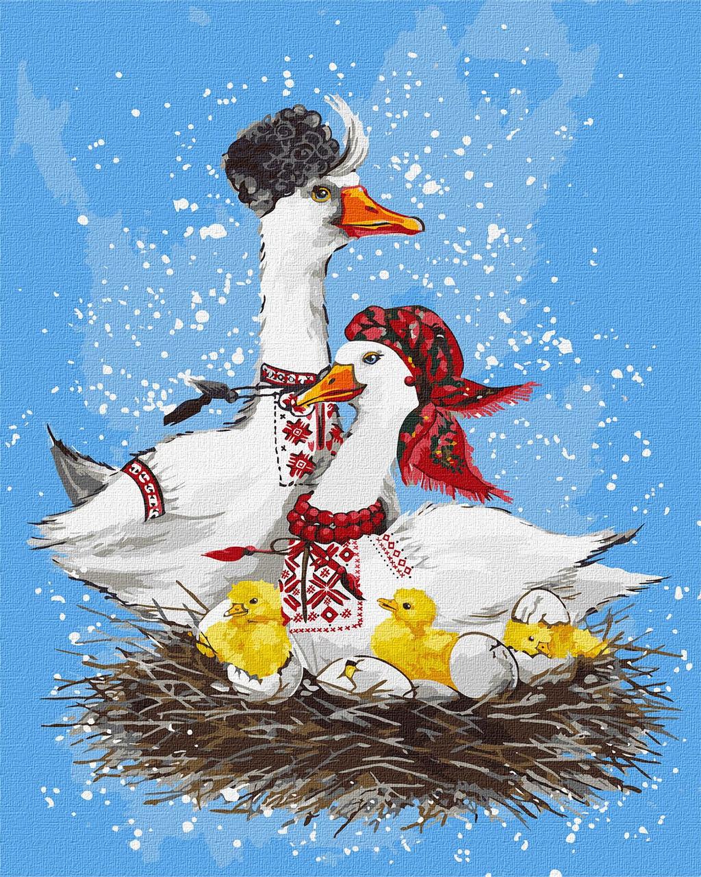 Картина за номерами 40×50 см Гуси. Велика родина Ідейка. КНО6504