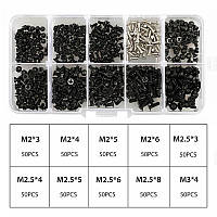 Гвинти DIN965 M2;M2.5;M3 Потайна Головка Набір 500 шт Для Скаладання Комп'ютера Spec (SP-067500)