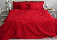 Элитный комплект постельного белья страйп-сатин PrimaTeks красное постельное белье Multistripe MST-14