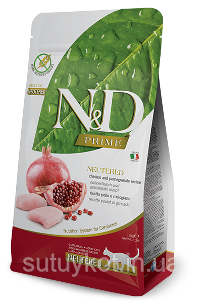 Farmina (Фарміна) N&D GRAIN FREE Cat Neutered Chicken беззерновий сухий корм для стерилізованих кішок з куркою, 1,5 кг