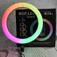 Разноцветная кольцевая лампа с держателем для телефона RGB MJ26 см LED Светодиодная кольцевая (Настоящие фото)