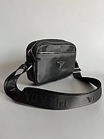 Сумка мужская через плечо мессенджер Прада сумка черная планшетка Prada сумка повседневная