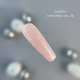 Універсальний гель Ga&Ma Universal Gel 026 персиковий з блискітками, 15 мл