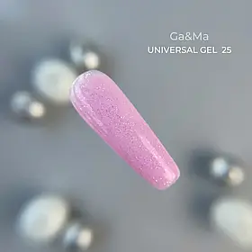 Універсальний гель Ga&Ma Universal Gel 025 рожевий з блискітками, 15 мл