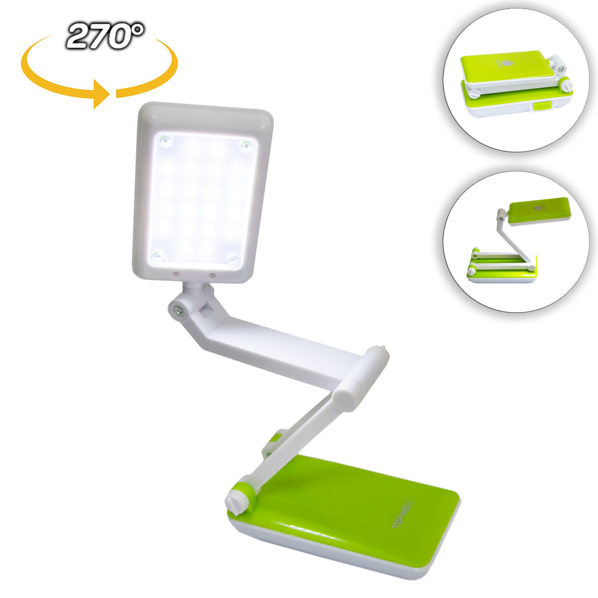 Настільний акумуляторний світильник AostWell 2W BL-1018L Біло-салатова 20LED світильник з акумулятором, фото 1