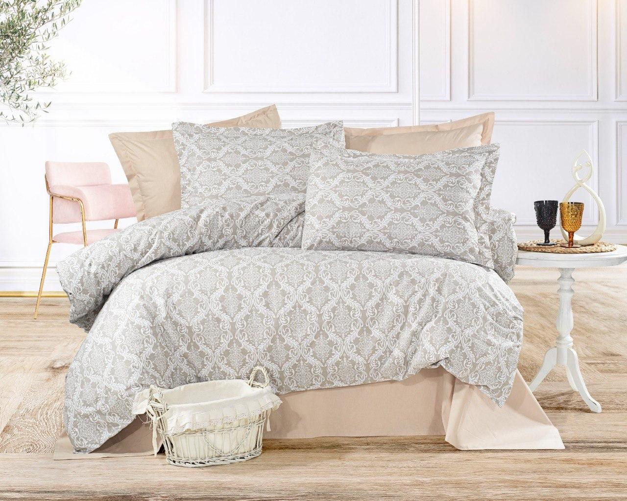 Постільна білизна Королева Ночі (Ранфорс Premium) | Сімейний комплект | 50х70 | Орнамент на бежевому, фото 1