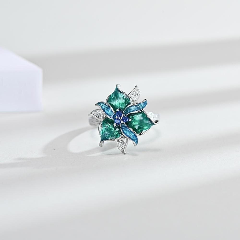 Богемное женское кольцо необычное обручальное кольцо Зеленый цветок размер 17.5 - фото 5 - id-p1893573000