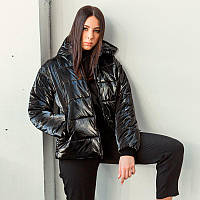 Демисезонная подростковая куртка для девочки в черном цвете 104 см