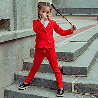 Детский, подростковый летний брючный костюм в красном цвете для девочки 110 см