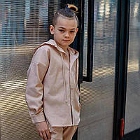 Дитячий костюм із льону для хлопчиків у бежевому кольорі 116