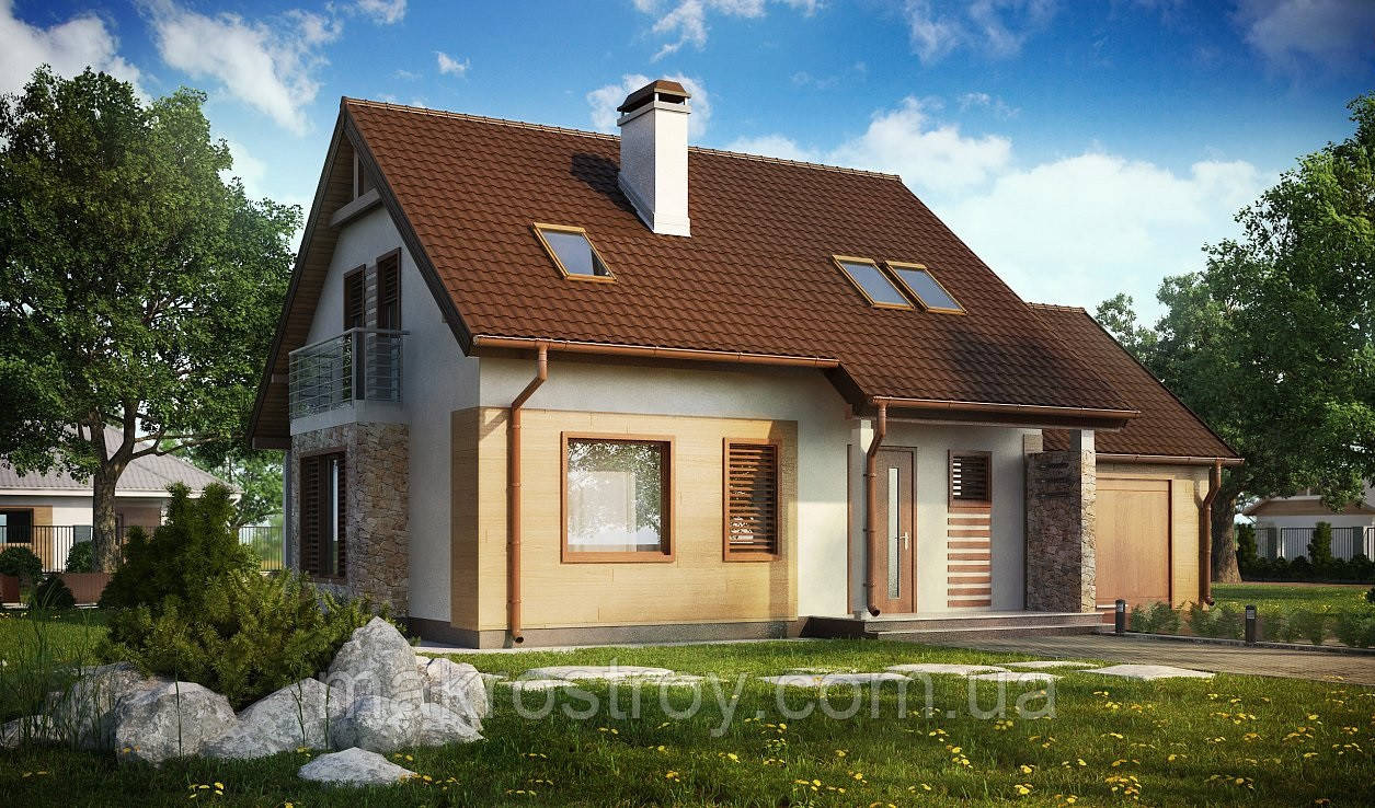 Проект вдома з гаражем для однієї машини MS143, фото 1
