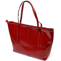 Вместительная сумка шоппер из натуральной кожи 22076 Vintage Бордовая высокое качество
