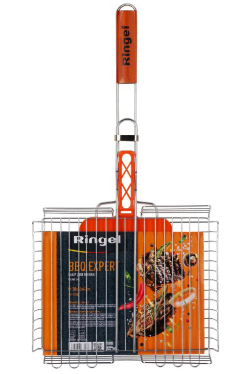 Решітка для гриля Ringel RG-12002 BBQ Expert з ручкою з дерева 30х24х4см віяло для роздмухування вогню