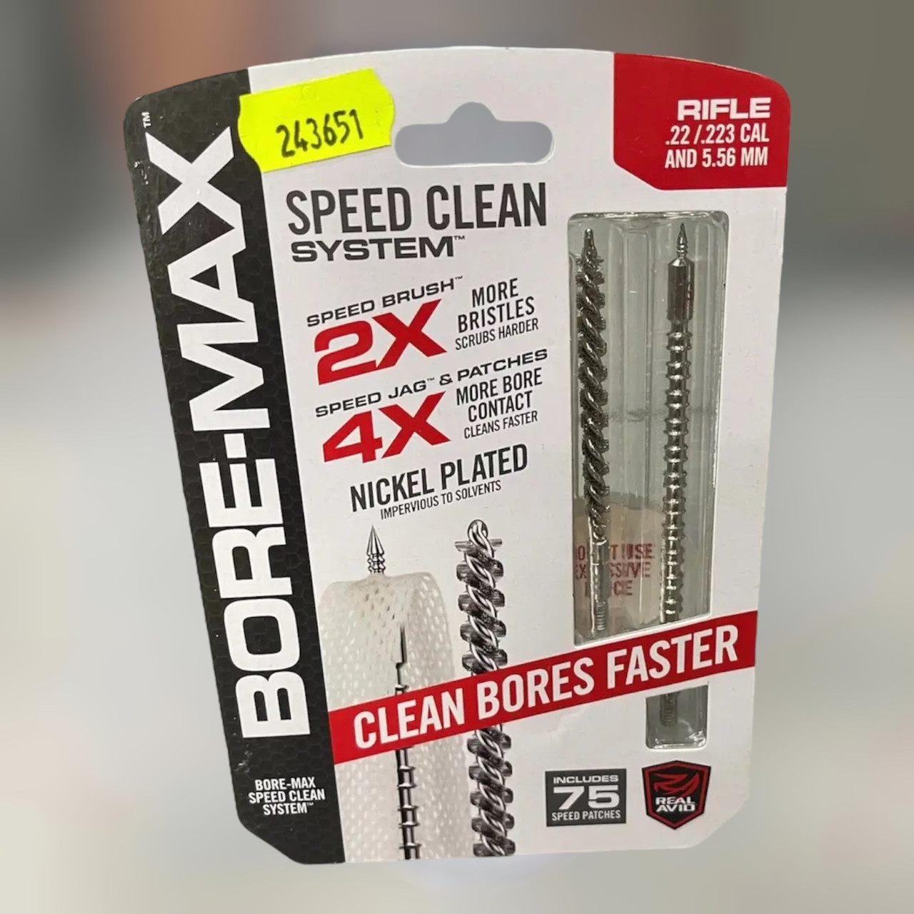 Набір для чищення зброї Real Avid Bore-Max Speed Clean калібр .22/.223/.5.56, різьба 8/32 M (AVBMSET223)