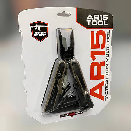 Мультиінструмент Real Avid AR-15 Tool, мультитул для догляду за зброєю на базі AR-15, чохол MOLLE, фото 1