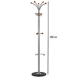 Металева вішалка сріблястого кольору підлогова W-46 на круглій основі з каменю в коридор