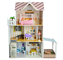 Ігровий ляльковий будиночок з LED-підсвіткою, будинок для Барбі + тара 2 ляльки для дітей від 3 років 103х32х120 см MS