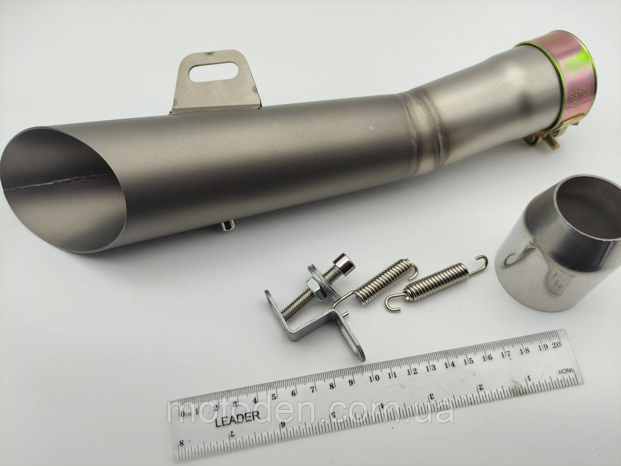 Глушник - прямоток універсальний 355мм кольору титан для мотоцикла (скутера), фото 1