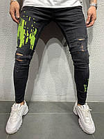 Мужские базовые джинсы зауженные (черные) 4720 молодежные удобные повседневные для парней