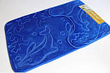Набір килимків із мікрофібри у ванну та туалет "Хамелеон", 80х50 см і 40х50 см., синій Дельфіни, фото 5