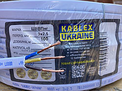 Провід ШВВП нг 3х2.5 мідний негорючий плоский, повний переріз Одеса Каблекс (кратно 5м)