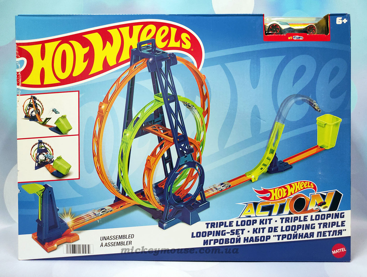 Трек Хот Вілс Потрійна петля Hot Wheels Track Builder Unlimited Triple Loop Kit GLC96 HMX37