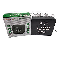 Часы VST-872S-6 с белой подсветкой , термометр + влажность
